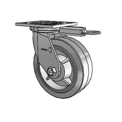 4 Series 2 Inch Wide Top Plate Swivel Caster with 6 x 2 Performa Rubber (Flat/Grey) Wheel