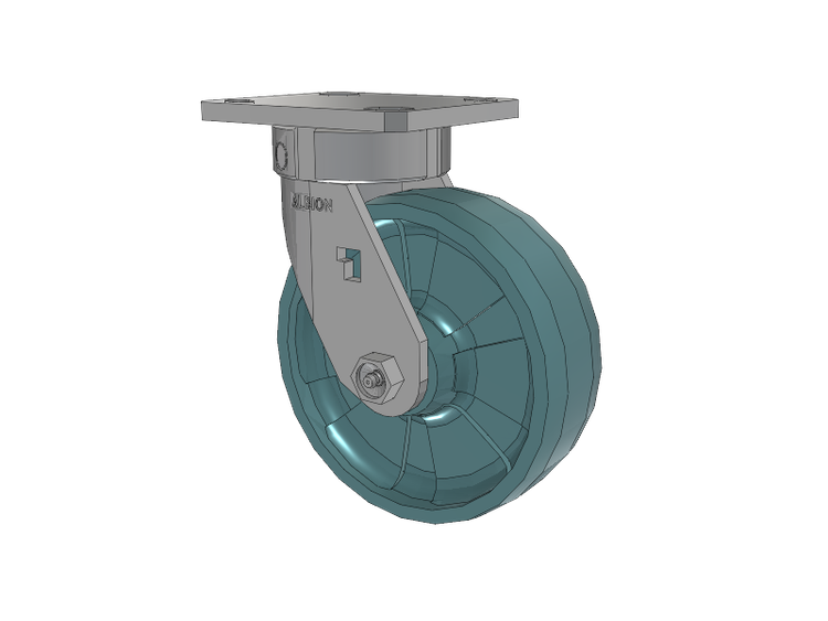 120 Series Top Plate Swivel Caster with 6 x 2 Black Nylon NG - Maxim Nylon - Prevenz Antimicrobial Wheel