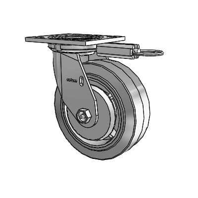 4 Series 2 Inch Wide Top Plate Swivel Caster with 6 x 2 Performa Rubber (Flat/Grey) Wheel