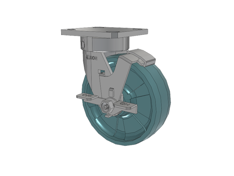 120 Series Top Plate Swivel Caster with 6 x 2 Black Nylon NG - Maxim Nylon - Prevenz Antimicrobial Wheel and Stainless Steel Face Brake