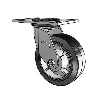 4 Series 2 Inch Wide Top Plate Swivel Caster with 6 x 2 Performa Rubber (Flat/Black) Wheel