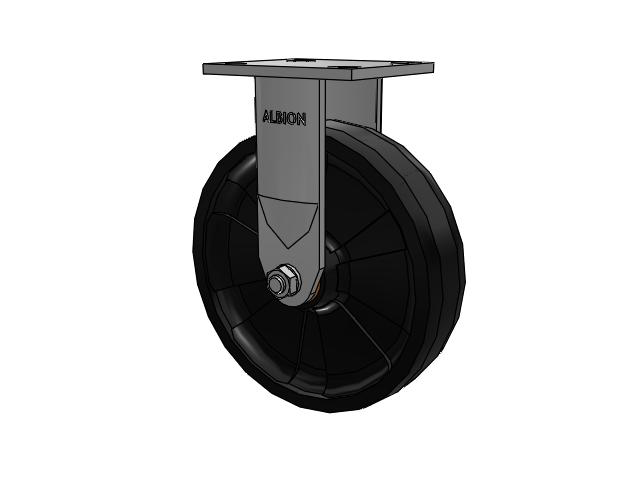 120 Series Top Plate Rigid Caster with 8 x 2 Black Nylon NG - Maxim Nylon Wheel