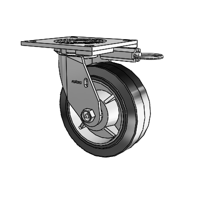 4 Series 2 Inch Wide Top Plate Swivel Caster with 6 x 2 Performa Rubber (Flat/Black) Wheel