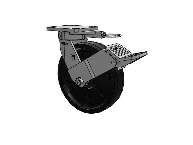 120 Series Top Plate Swivel Caster with 8 x 2 Black Nylon NG - Maxim Nylon Wheel and Stainless Steel Face Brake