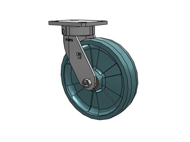 120 Series Top Plate Swivel Caster with 8 x 2 Black Nylon NG - Maxim Nylon - Prevenz Antimicrobial Wheel