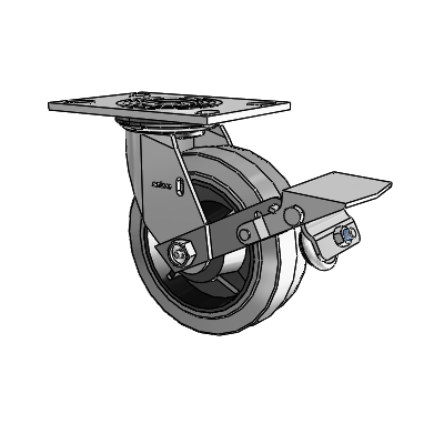 4 Series 2 Inch Wide Top Plate Swivel Caster with 6 x 2 Performa Rubber (Flat/Conductive) Wheel and Tread Lock Brake