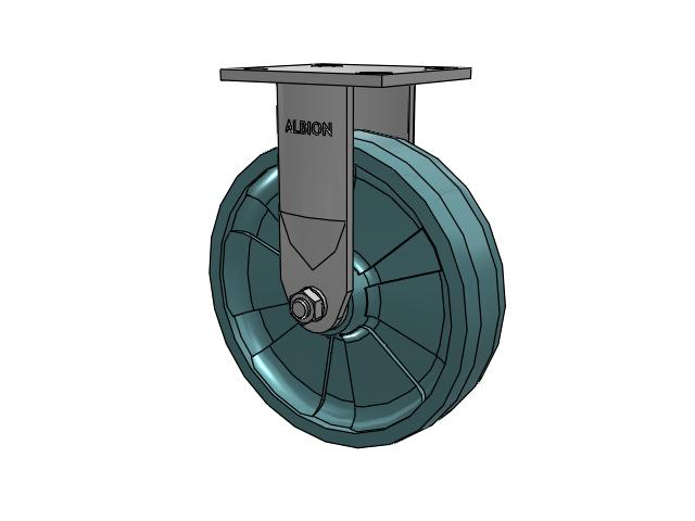 120 Series Top Plate Rigid Caster with 8 x 2 Black Nylon NG - Maxim Nylon - Prevenz Antimicrobial Wheel