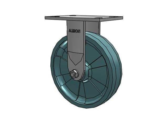 120 Series Top Plate Rigid Caster with 8 x 2 Black Nylon NG - Maxim Nylon - Prevenz Antimicrobial Wheel