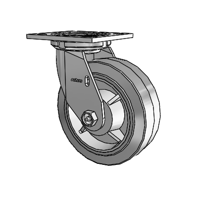 4 Series 2 Inch Wide Top Plate Swivel Caster with 6 x 2 Performa Rubber (Flat/Grey) Wheel