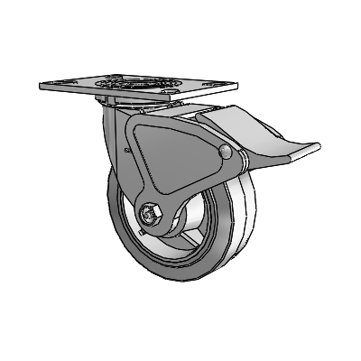 4 Series 2 Inch Wide Top Plate Swivel Caster with 6 x 2 Performa Rubber (Flat/Grey) Wheel and Total Lock Brake