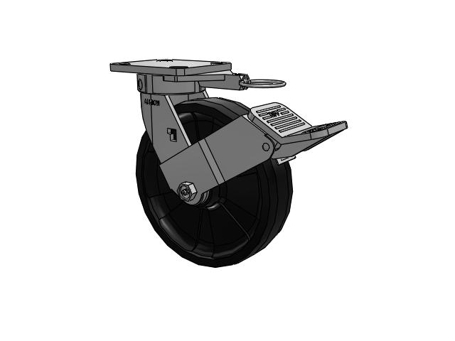 120 Series Top Plate Swivel Caster with 8 x 2 Black Nylon NG - Maxim Nylon Wheel and Stainless Steel Face Brake