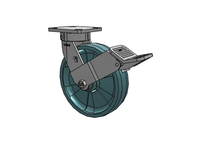 120 Series Top Plate Swivel Caster with 8 x 2 Black Nylon NG - Maxim Nylon - Prevenz Antimicrobial Wheel and Stainless Steel Face Brake