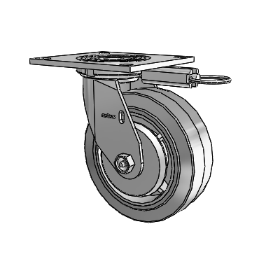4 Series 2 Inch Wide Top Plate Swivel Caster with 6 x 2 Performa Rubber (Flat/Grey) Wheel