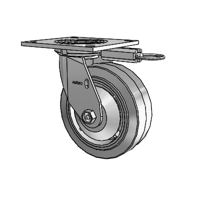 4 Series 2 Inch Wide Top Plate Swivel Caster with 6 x 2 Performa Rubber (Flat/Grey) Wheel
