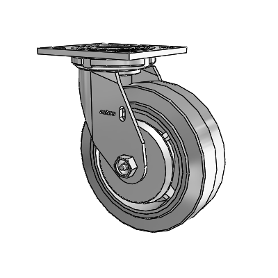 Roulette pivotante de la série 4 avec plaque supérieure de 2 pouces de large et roue en caoutchouc Performa 6 x 2 (plate/grise)