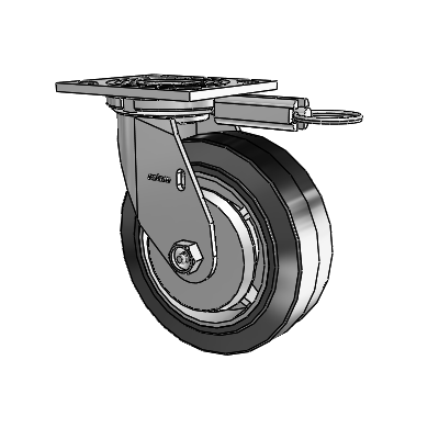 4 Series 2 Inch Wide Top Plate Swivel Caster with 6 x 2 Performa Rubber (Flat/Black) Wheel