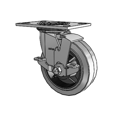 4 Series 2 Inch Wide Top Plate Swivel Caster with 6 x 2 Performa Rubber (Flat/Conductive) Wheel and Top Lock Brake