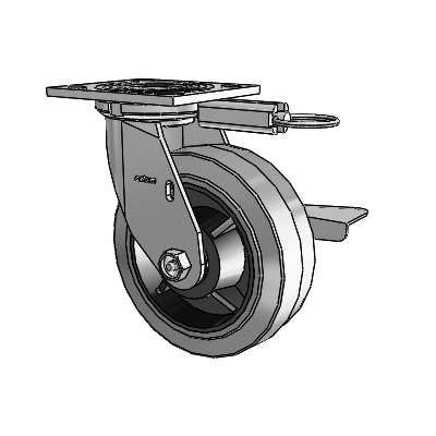 4 Series 2 Inch Wide Top Plate Swivel Caster with 6 x 2 Performa Rubber (Flat/Conductive) Wheel and Side Lock Brake