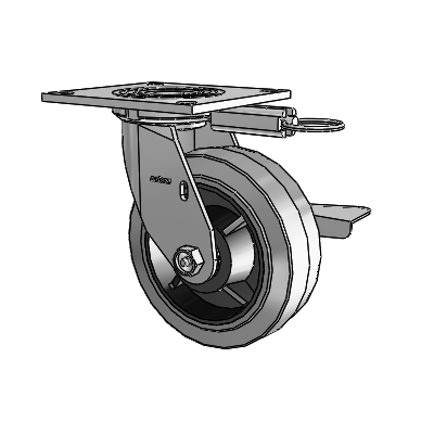 4 Series 2 Inch Wide Top Plate Swivel Caster with 6 x 2 Performa Rubber (Flat/Conductive) Wheel and Side Lock Brake