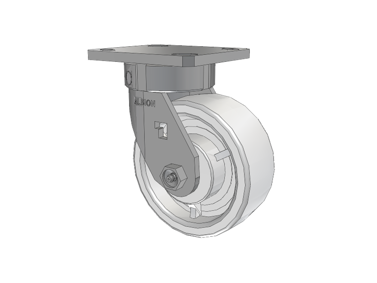 120 Series Top Plate Swivel Caster with 5 x 2 White Nylon NW - White Nylon Wheel