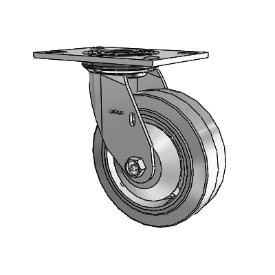 4 Series 2 Inch Wide Top Plate Swivel Caster with 6 x 2 Performa Rubber (Flat/Grey) Wheel