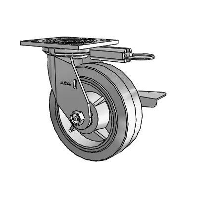 4 Series 2 Inch Wide Top Plate Swivel Caster with 6 x 2 Performa Rubber (Flat/Grey) Wheel and Side Lock Brake