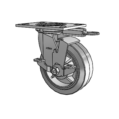 4 Series 2 Inch Wide Top Plate Swivel Caster with 6 x 2 Performa Rubber (Flat/Grey) Wheel and Top Lock Brake