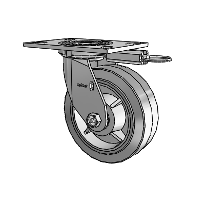 4 Series 2 Inch Wide Top Plate Swivel Caster with 6 x 2 Performa Rubber (Flat/Grey) Wheel