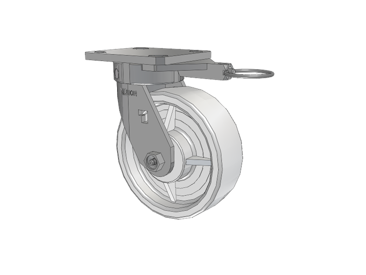 120 Series Top Plate Swivel Caster with 6 x 2 White Nylon NW - White Nylon Wheel