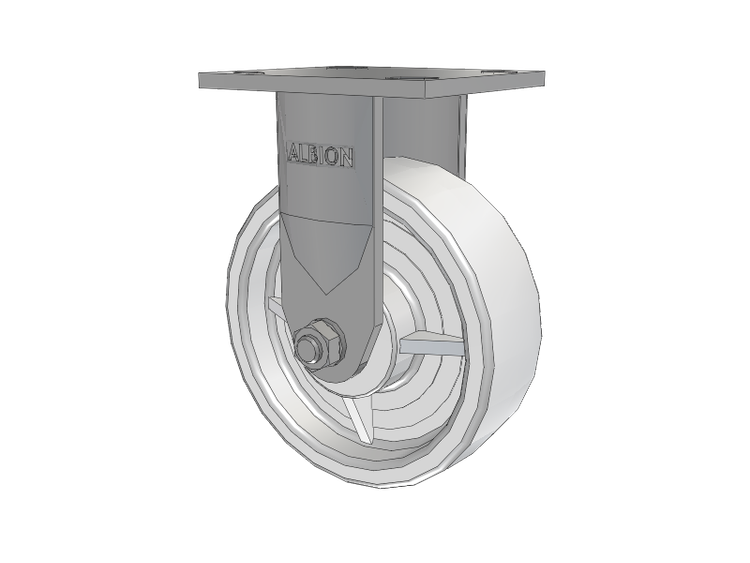 120 Series Top Plate Rigid Caster with 6 x 2 White Nylon NW - White Nylon Wheel