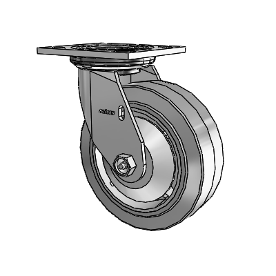 4 Series 2 Inch Wide Top Plate Swivel Caster with 6 x 2 Performa Rubber (Flat/Grey) Wheel