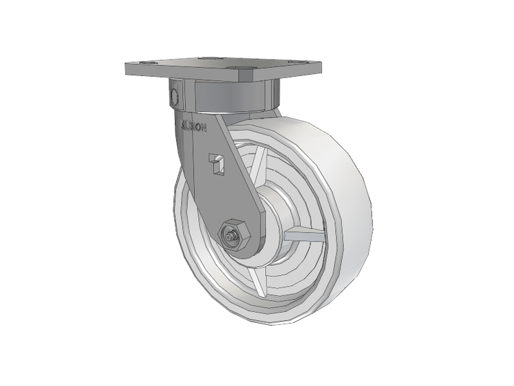 120 Series Top Plate Swivel Caster with 6 x 2 White Nylon NW - White Nylon Wheel