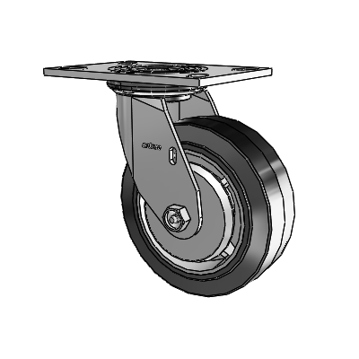 4 Series 2 Inch Wide Top Plate Swivel Caster with 6 x 2 Performa Rubber (Flat/Black) Wheel