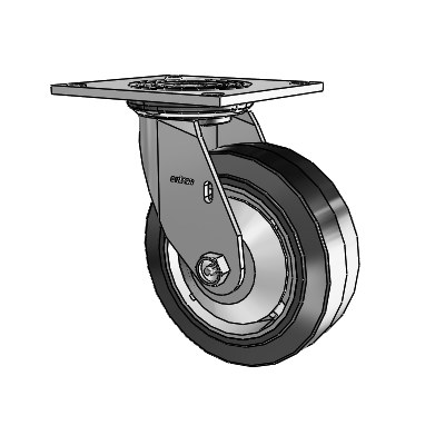 4 Series 2 Inch Wide Top Plate Swivel Caster with 6 x 2 Performa Rubber (Flat/Black) Wheel