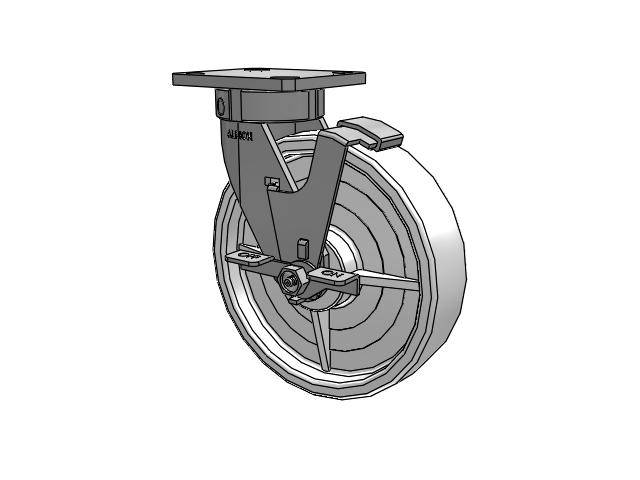 120 Series Top Plate Swivel Caster with 8 x 2 White Nylon NW - White Nylon Wheel and Stainless Steel Face Brake
