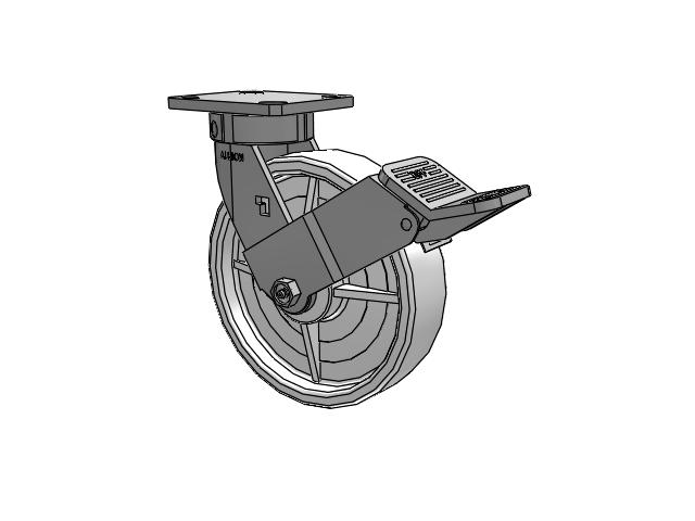 120 Series Top Plate Swivel Caster with 8 x 2 White Nylon NW - White Nylon Wheel and Stainless Steel Face Brake