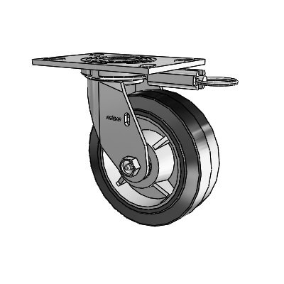 4 Series 2 Inch Wide Top Plate Swivel Caster with 6 x 2 Performa Rubber (Flat/Black) Wheel