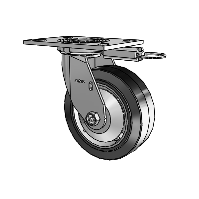 4 Series 2 Inch Wide Top Plate Swivel Caster with 6 x 2 Performa Rubber (Flat/Black) Wheel