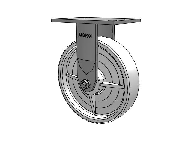 120 Series Top Plate Rigid Caster with 8 x 2 White Nylon NW - White Nylon Wheel