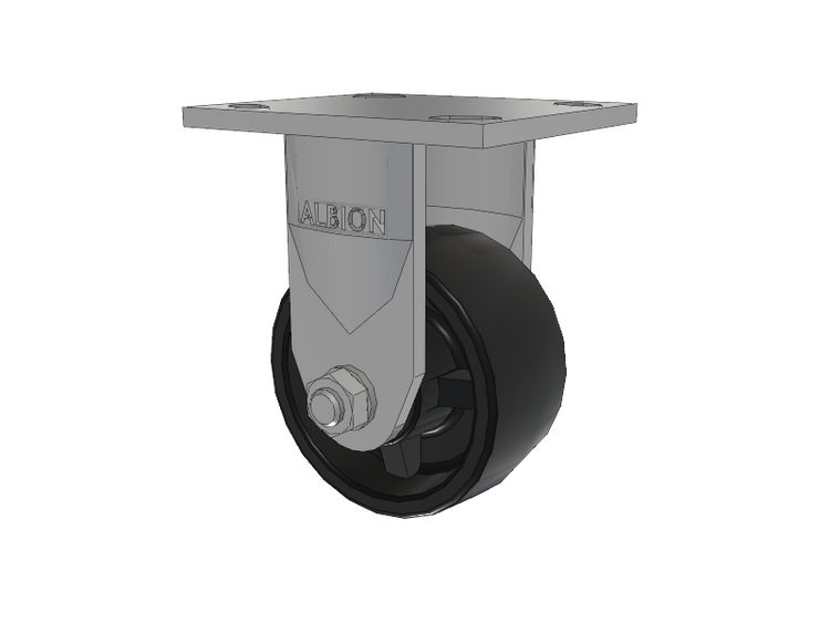 120 Series Top Plate Rigid Caster with 4 x 2 Black Polypropylene PB - Polypropylene Wheel
