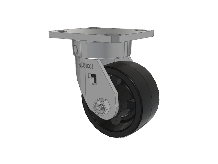 120 Series Top Plate Swivel Caster with 4 x 2 Black Polypropylene PB - Polypropylene Wheel