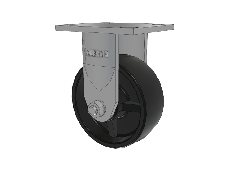 120 Series Top Plate Rigid Caster with 5 x 2 Black Polypropylene PB - Polypropylene Wheel