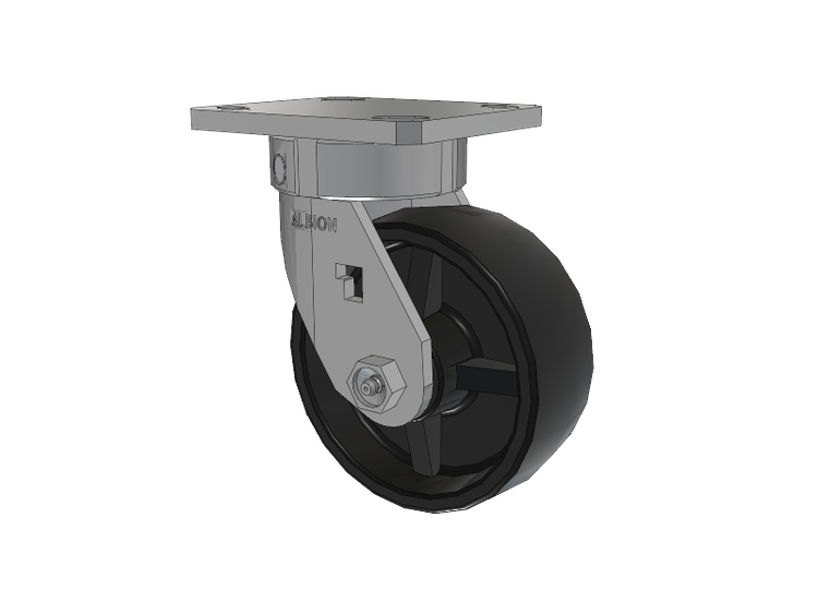 120 Series Top Plate Swivel Caster with 5 x 2 Black Polypropylene PB - Polypropylene Wheel