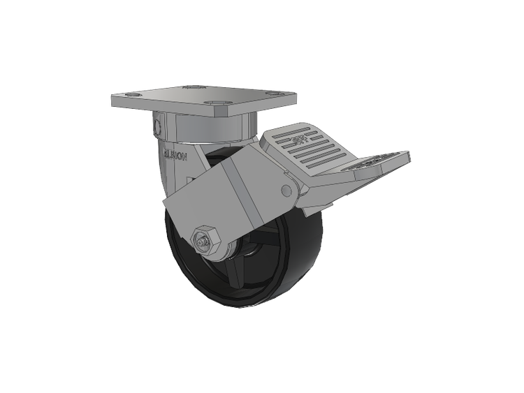 120 Series Top Plate Swivel Caster with 5 x 2 Black Polypropylene PB - Polypropylene Wheel and Stainless Steel Face Brake