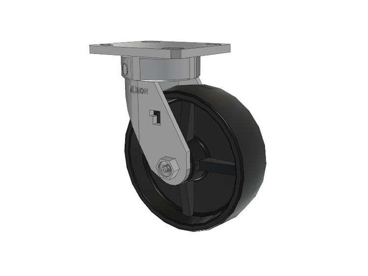 120 Series Top Plate Swivel Caster with 6 x 2 Black Polypropylene PB - Polypropylene Wheel