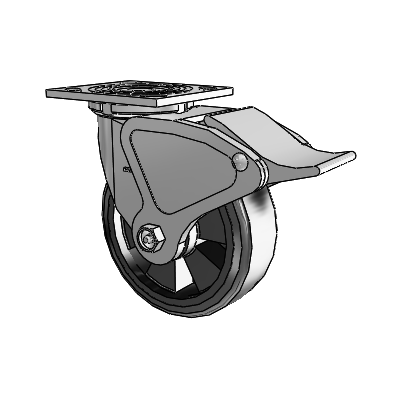 4 Series 2 Inch Wide Top Plate Swivel Caster with 6 x 2 Trans-forma LT (Flat) Wheel and Total Lock Brake