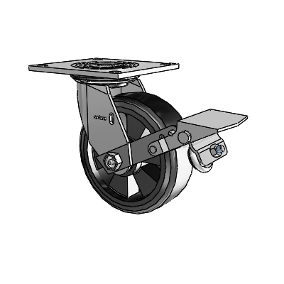 4 Series 2 Inch Wide Top Plate Swivel Caster with 6 x 2 Trans-forma LT (Flat) Wheel and Tread Lock Brake