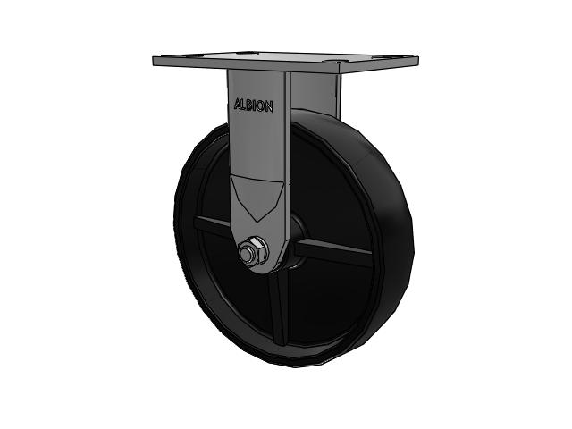 120 Series Top Plate Rigid Caster with 8 x 2 Black Polypropylene PB - Polypropylene Wheel