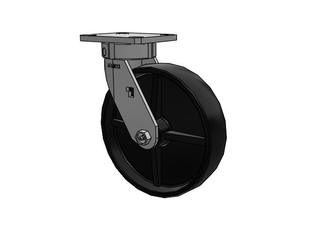 120 Series Top Plate Swivel Caster with 8 x 2 Black Polypropylene PB - Polypropylene Wheel