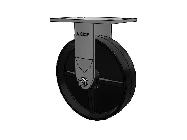 120 Series Top Plate Rigid Caster with 8 x 2 Black Polypropylene PB - Polypropylene Wheel